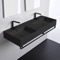 Double Matte Black Wall Mounted Ceramic Sink With Matte Black Towel Bar